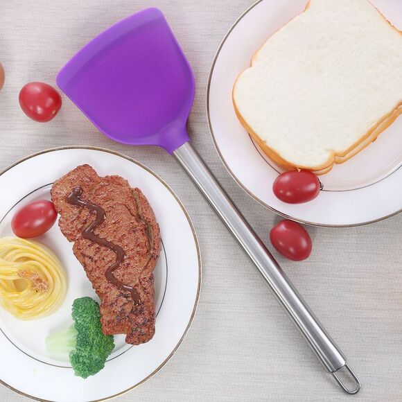 Silicone Turner Spatula Heat Resistant Non Stick for Baking and Mixing Purple - Picture 6 of 6